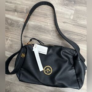 Large Purse Shoulder Bag Black Leather Gold Hardware Orange Lining